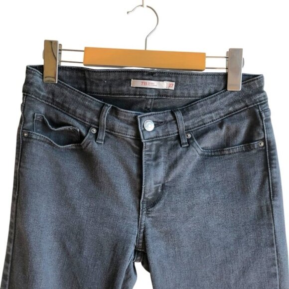 Levi’s 711 Skinny Jeans Soft Black Size 27 Mid Rise Stretch - Picture 3 of 15